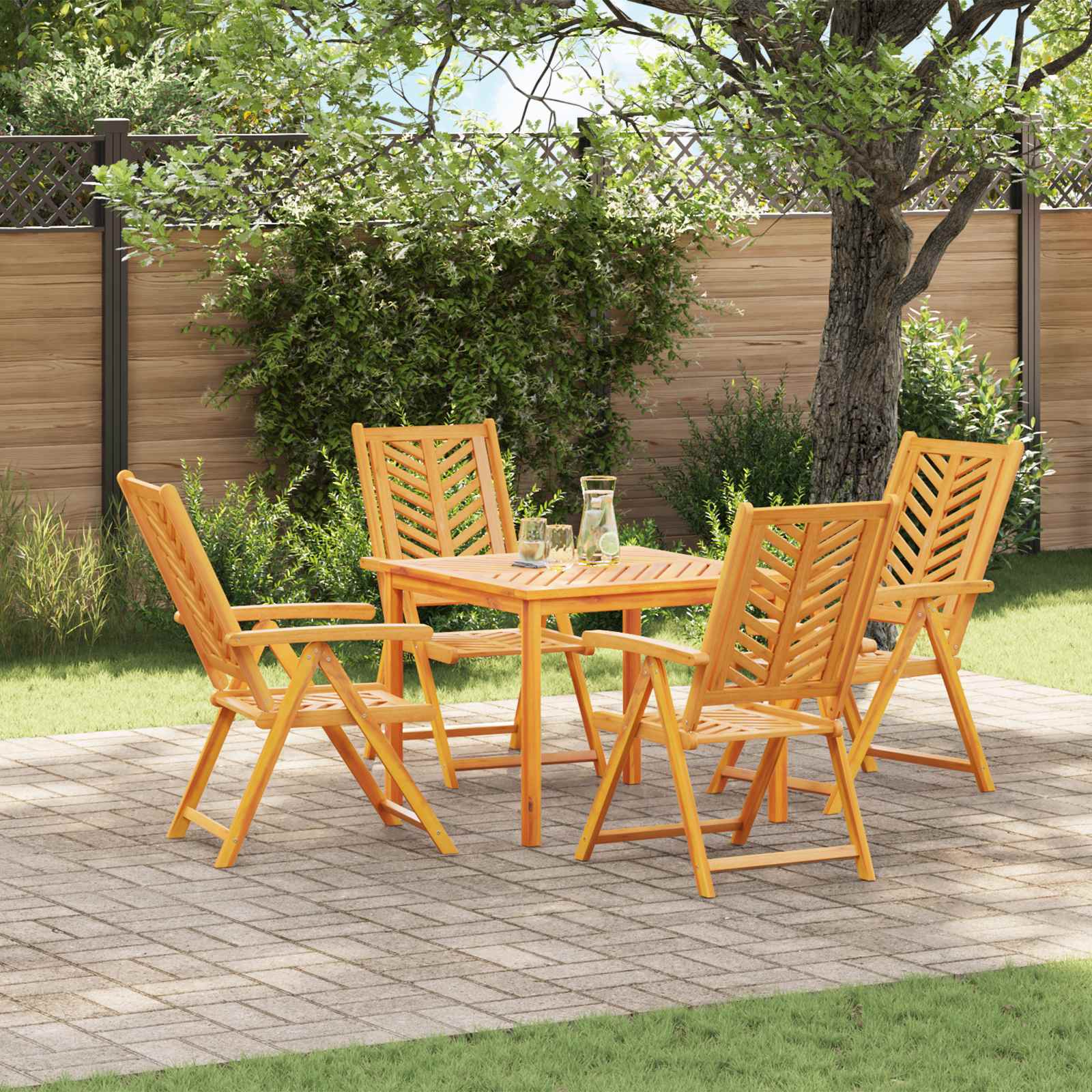 Puutarhan Tuoli 4 pcs Ruskea 57 x 72 x 109 cm Tiheä akasiapuu
