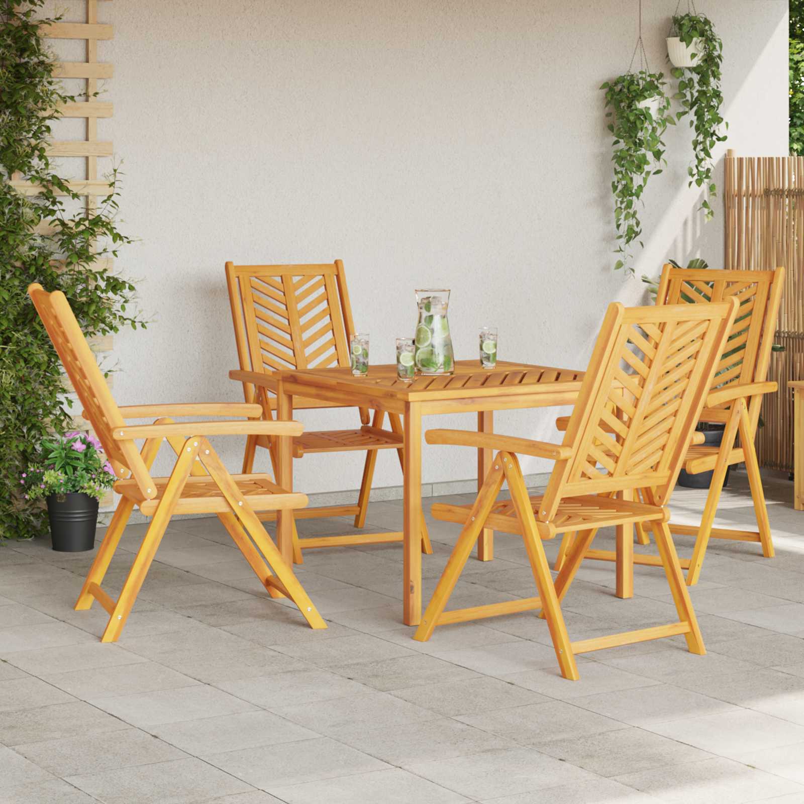 Puutarhan Tuoli 4 pcs Ruskea 57 x 72 x 109 cm Tiheä akasiapuu