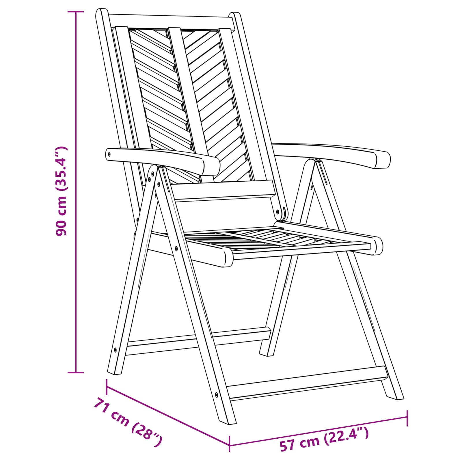 Puutarhan Tuoli 4 pcs Ruskea 57 x 72 x 109 cm Tiheä akasiapuu