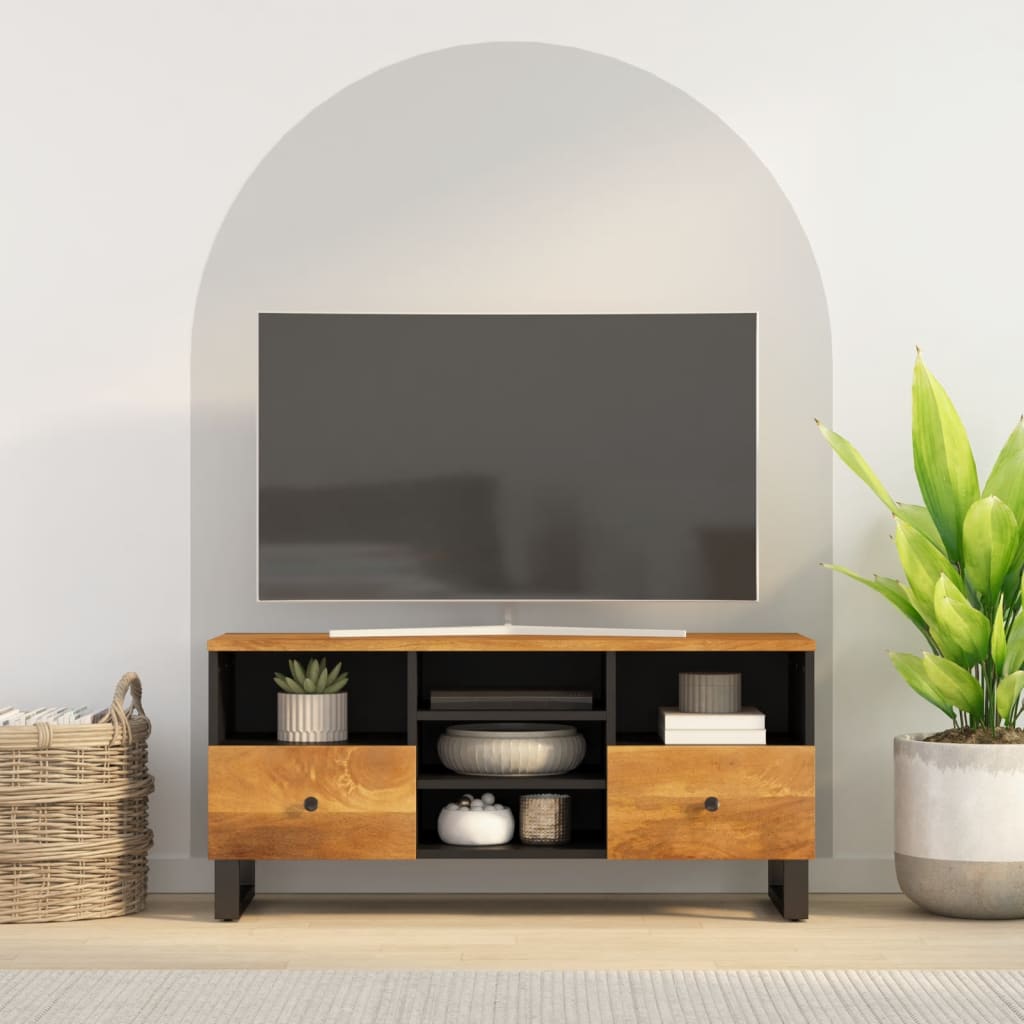 Tv-Taso 100X33X46 Cm Täysi Mangopuu Ja Tekninen Puu Hunajanruskea