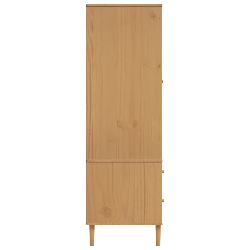Vaatekaappi Senja Rottinkityyli Ruskea 90X55X175 Cm Täysi Mänty