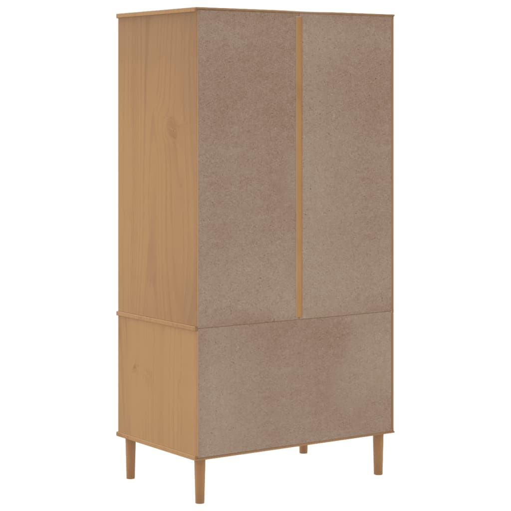 Vaatekaappi Senja Rottinkityyli Ruskea 90X55X175 Cm Täysi Mänty
