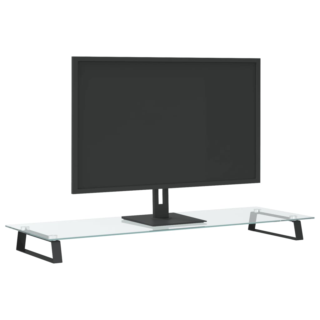 Näyttöteline musta 100x35x8 cm karkaistu lasi ja metalli