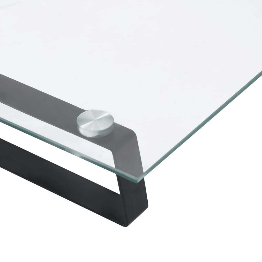 Näyttöteline musta 100x35x8 cm karkaistu lasi ja metalli