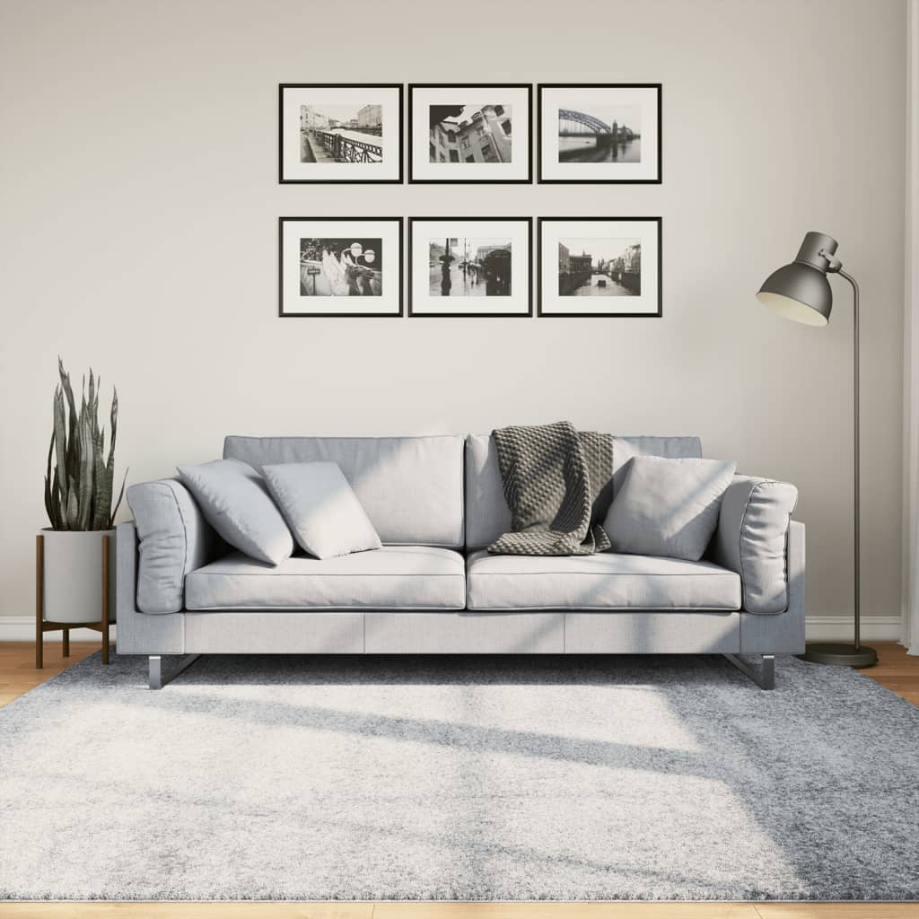 Pörrömatto korkeanukkainen moderni sininen 200x200 cm