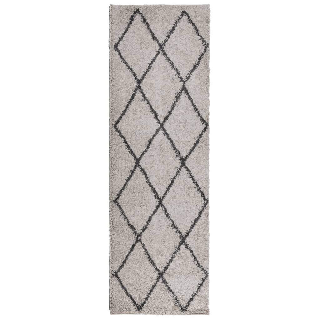 Pörrömatto korkeanukkainen moderni beige/antrasiitti 80x250 cm