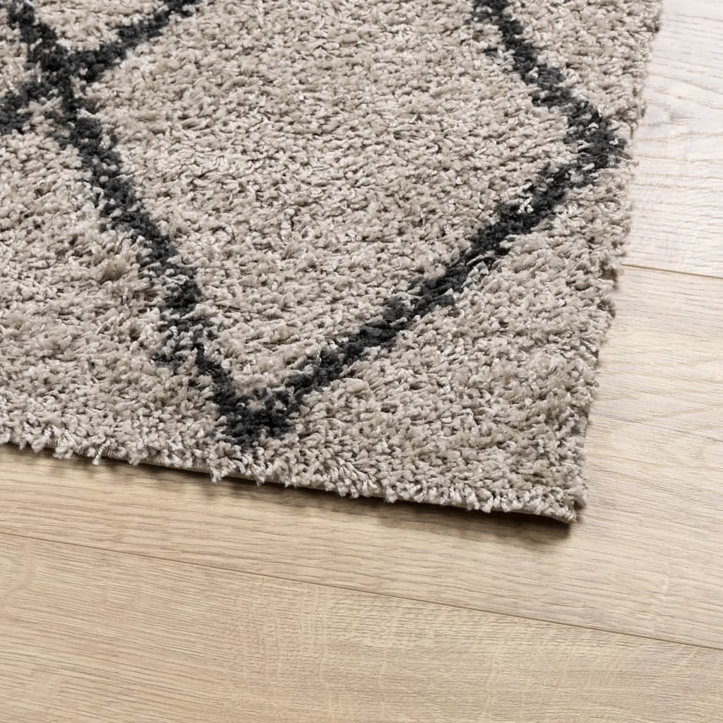 Pörrömatto korkeanukkainen moderni beige/antrasiitti 80x250 cm