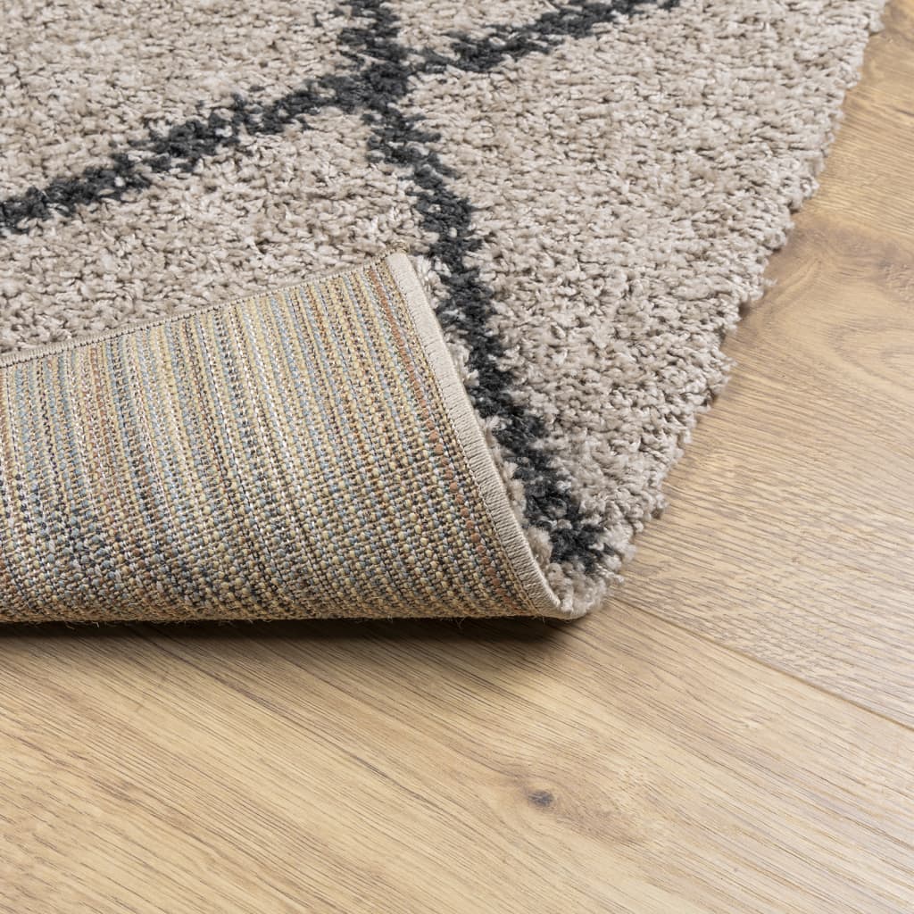 Pörrömatto korkeanukkainen moderni beige/antrasiitti 80x250 cm
