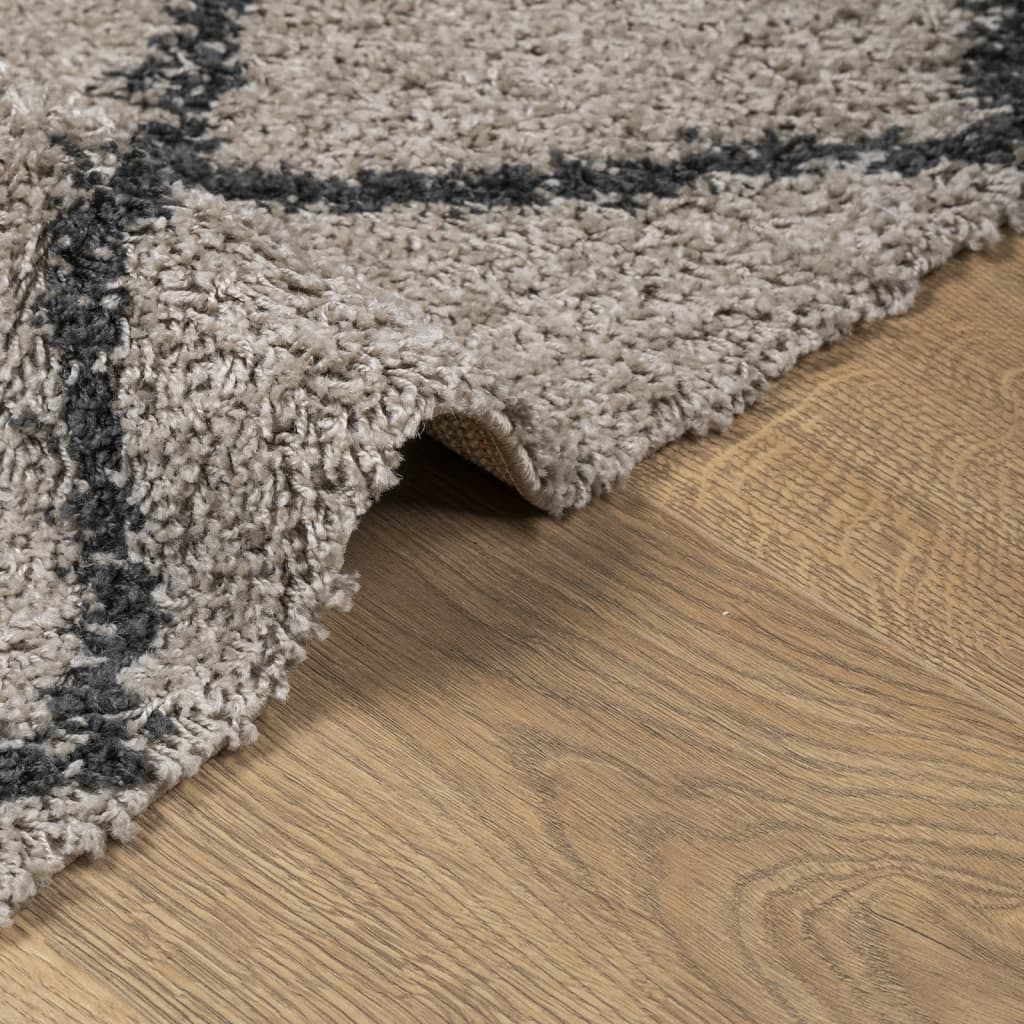 Pörrömatto korkeanukkainen moderni beige/antrasiitti 80x250 cm