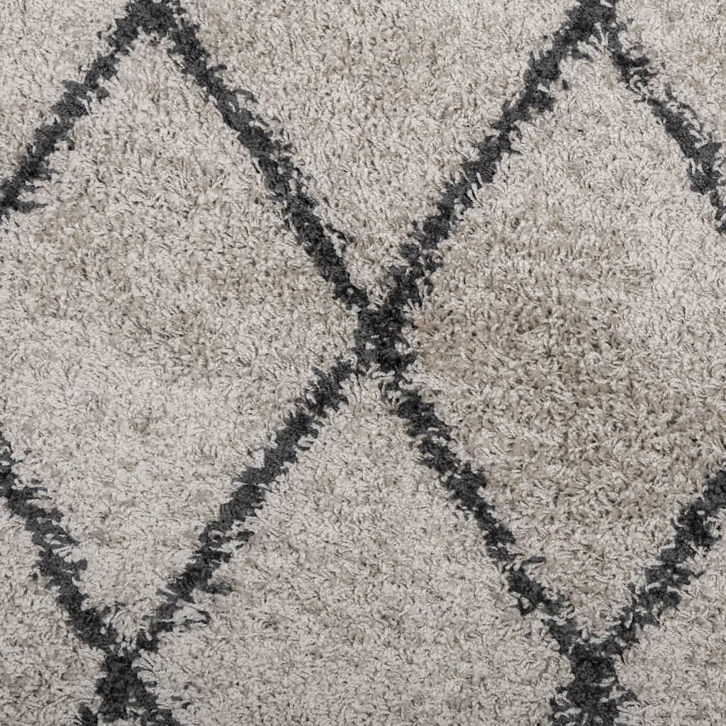 Pörrömatto korkeanukkainen moderni beige/antrasiitti 80x250 cm