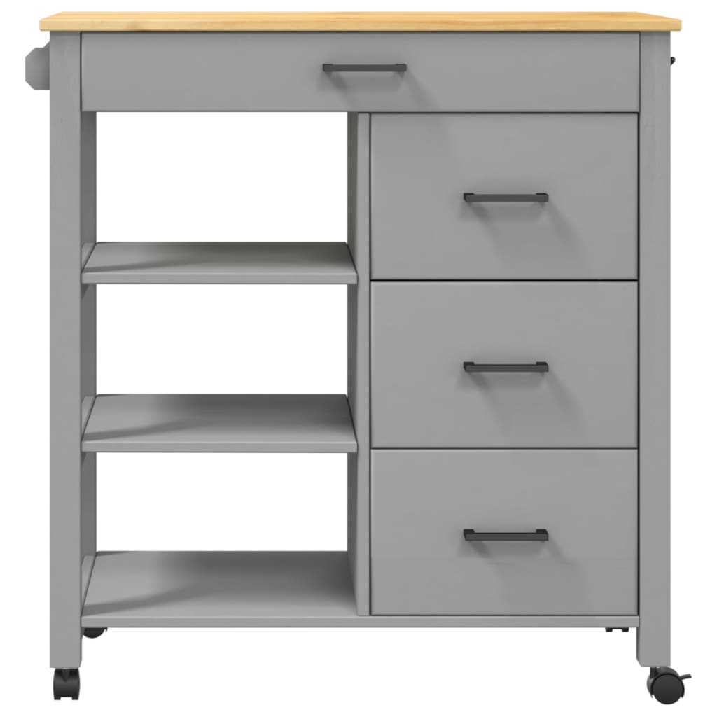 Keittiövaunu Monza 84X40X90 Cm Täysi Mänty Harmaa