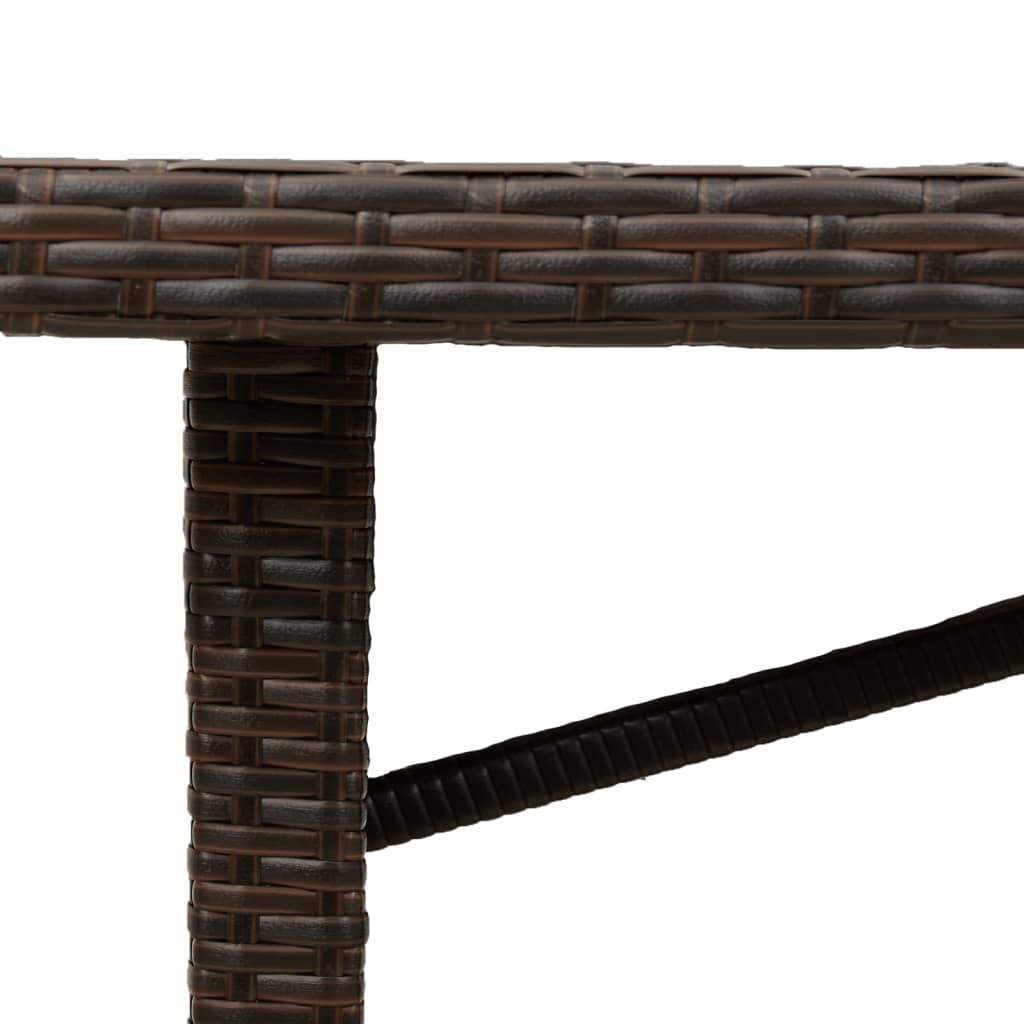 Puutarhapöytä lasipöytälevy ruskea 190x80x74 cm polyrottinki