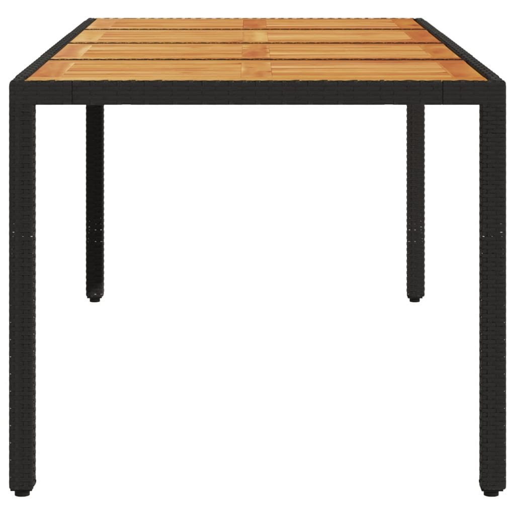 Puutarhapöytä akaasia pöytälevy musta 190x90x75 cm polyrottinki