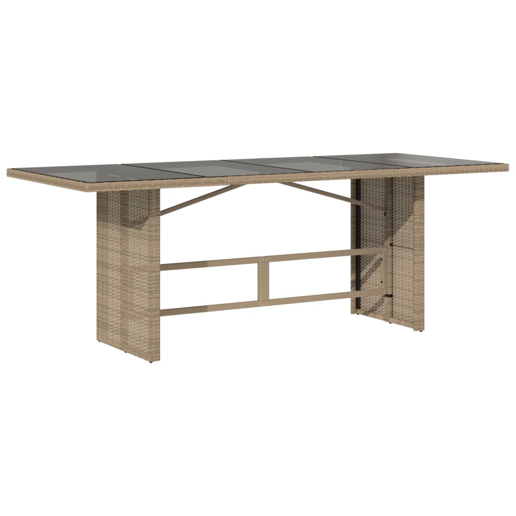 Puutarhapöytä lasipöytälevy beige 190x80x75 cm polyrottinki
