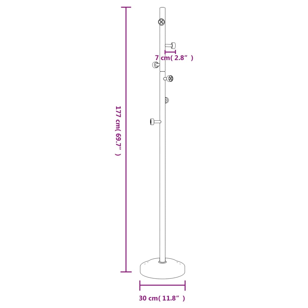 Naulakko musta 177 cm jauhemaalattu rauta