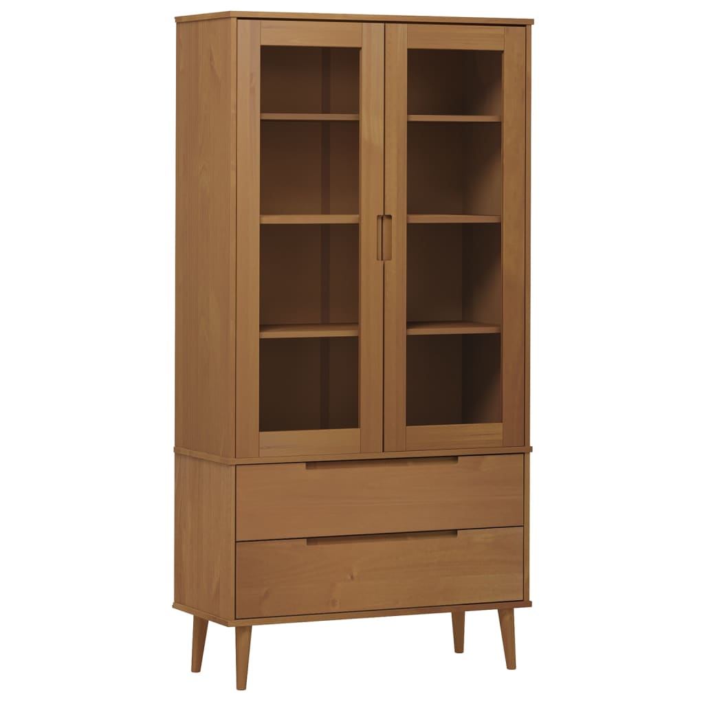 Lasikaappi MOLDE ruskea 90x35x175 cm täysi mänty