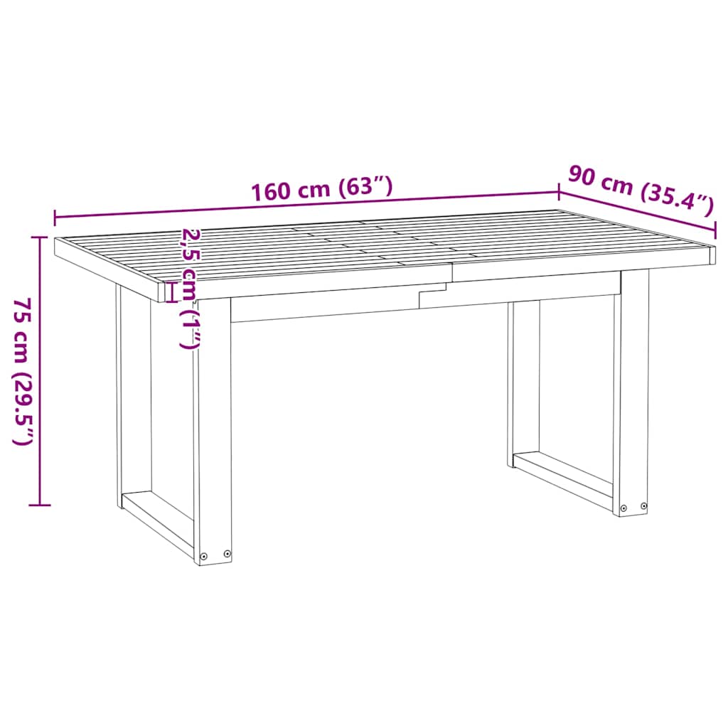ruokapöytä NOAIN U-muotoiset jalat 160x90x75 cm