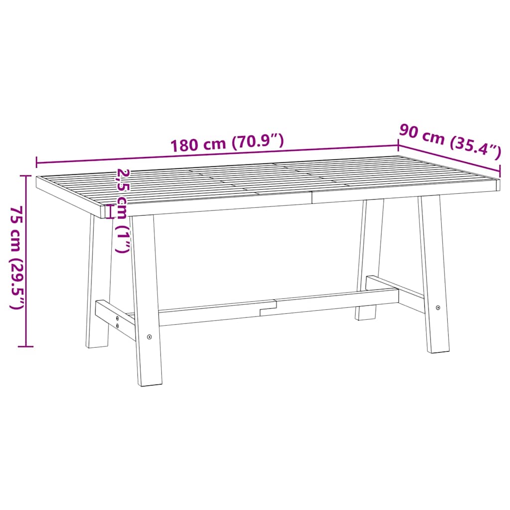 ruokapöytä NOAIN A-muotoiset jalat 180x90x75 cm