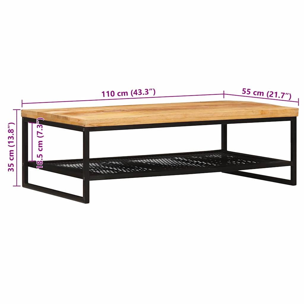 Sohvapöytä Ruskea ja musta 110 x 55 x 35 cm Kiinteä mango puu