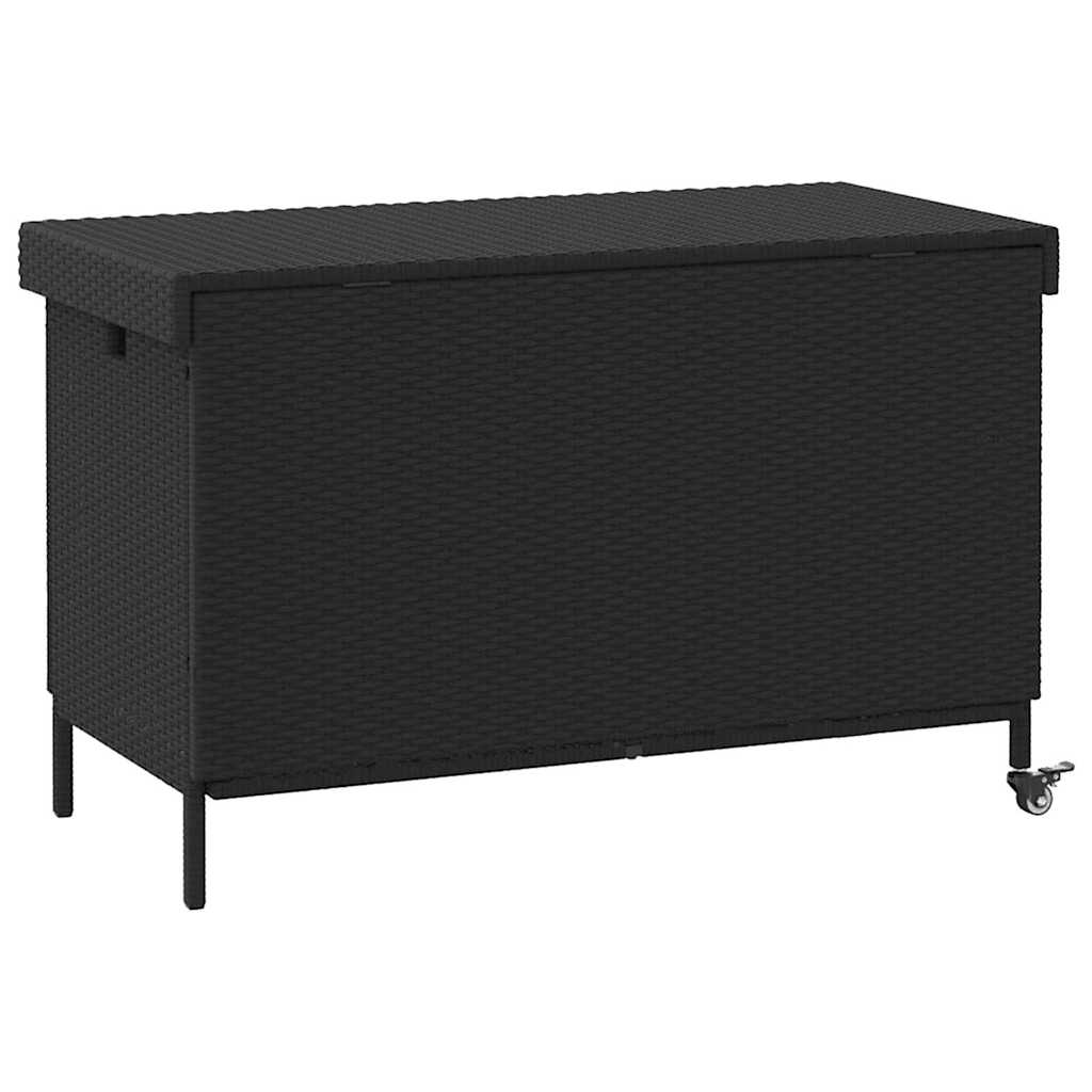 Puutarhan säilytyslaatikko pyörillä musta 110x55x73 cm