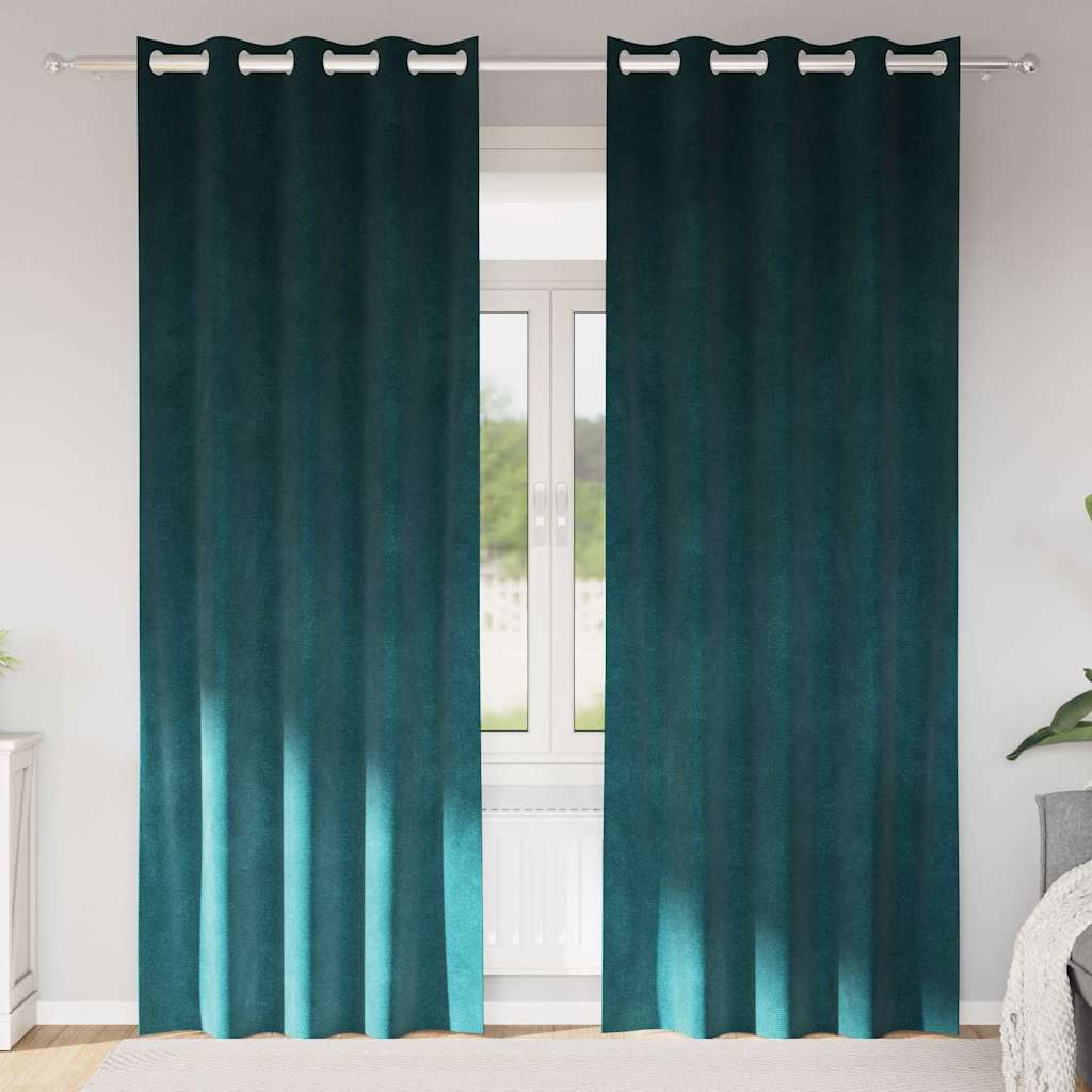Pimennysverhot 2 pcs Tummanvihreä 140 x 225 cm Sametti