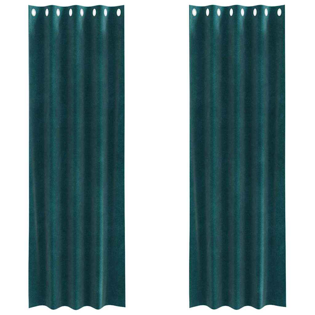 Pimennysverhot 2 pcs Tummanvihreä 140 x 225 cm Sametti