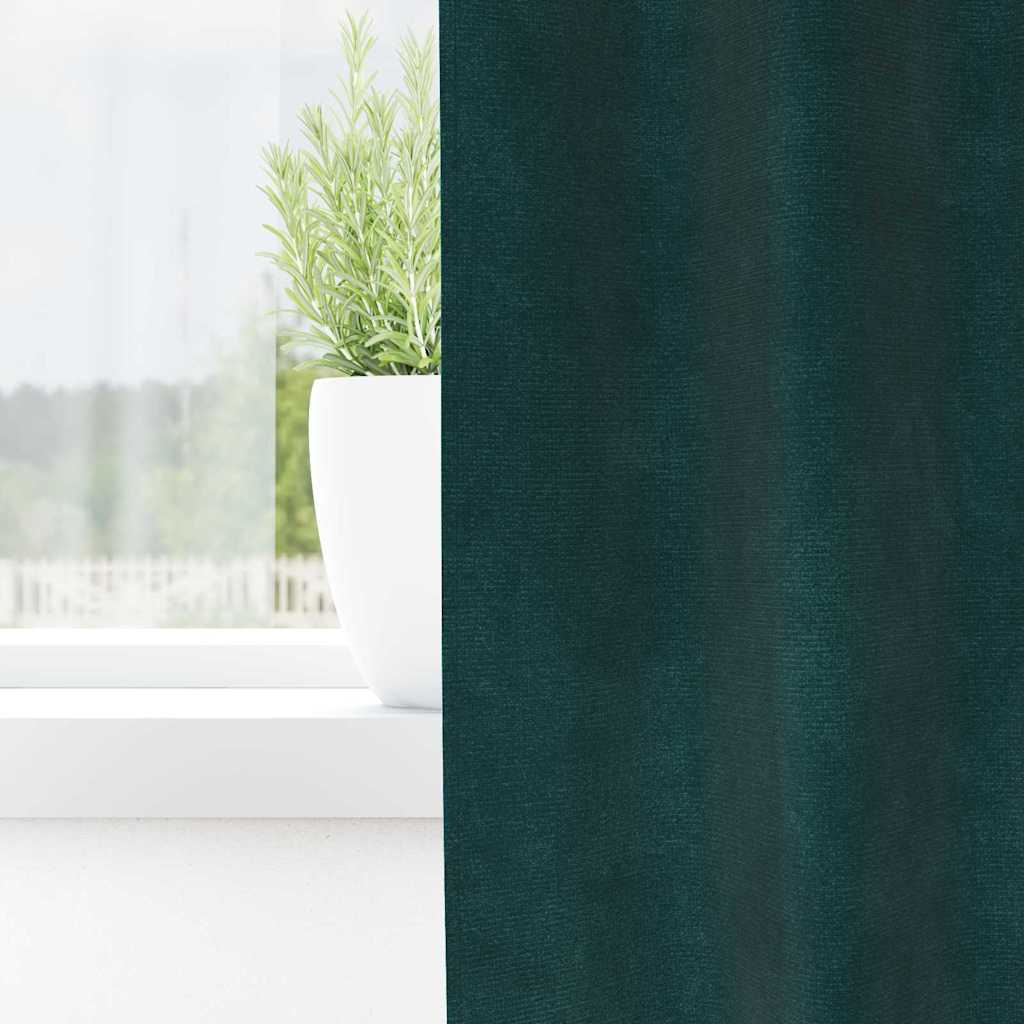 Pimennysverhot 2 pcs Tummanvihreä 140 x 260 cm Sametti