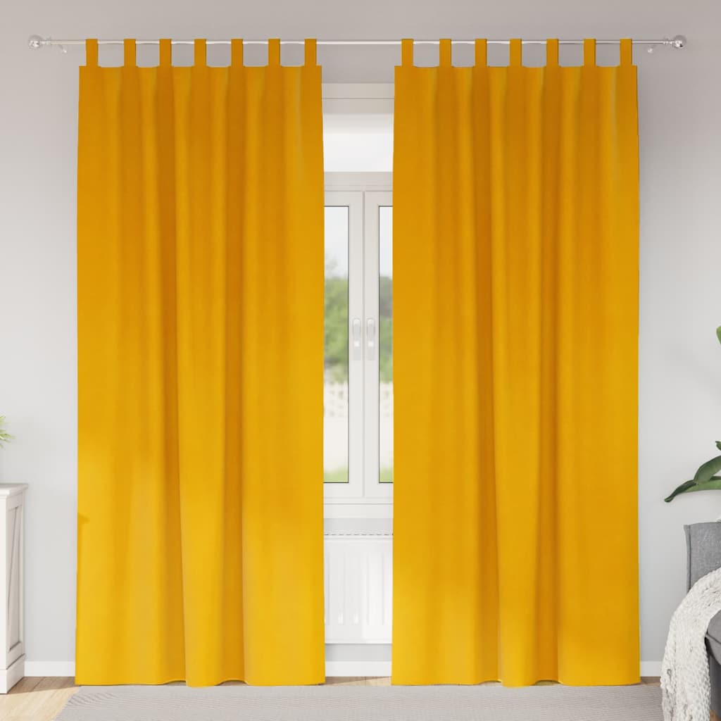 Pimennysverhot 2 pcs Sinappikeltainen 140 x 260 cm Sametti