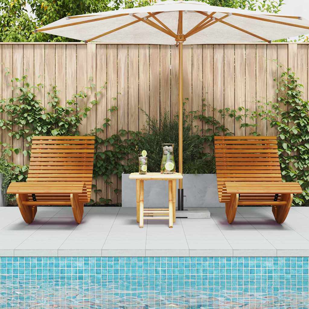 Lautas 2-henkilö 2 pcs Ruskea 154 x 60 x 74 cm Tiheä akasiapuu