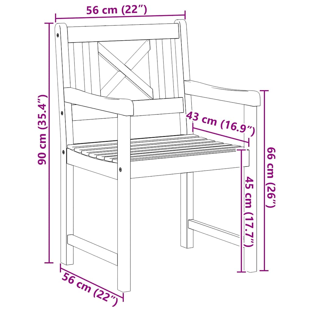 Puutarhan Tuoli 4 pcs 56 x 56 x 90 cm Tiheä akasiapuu