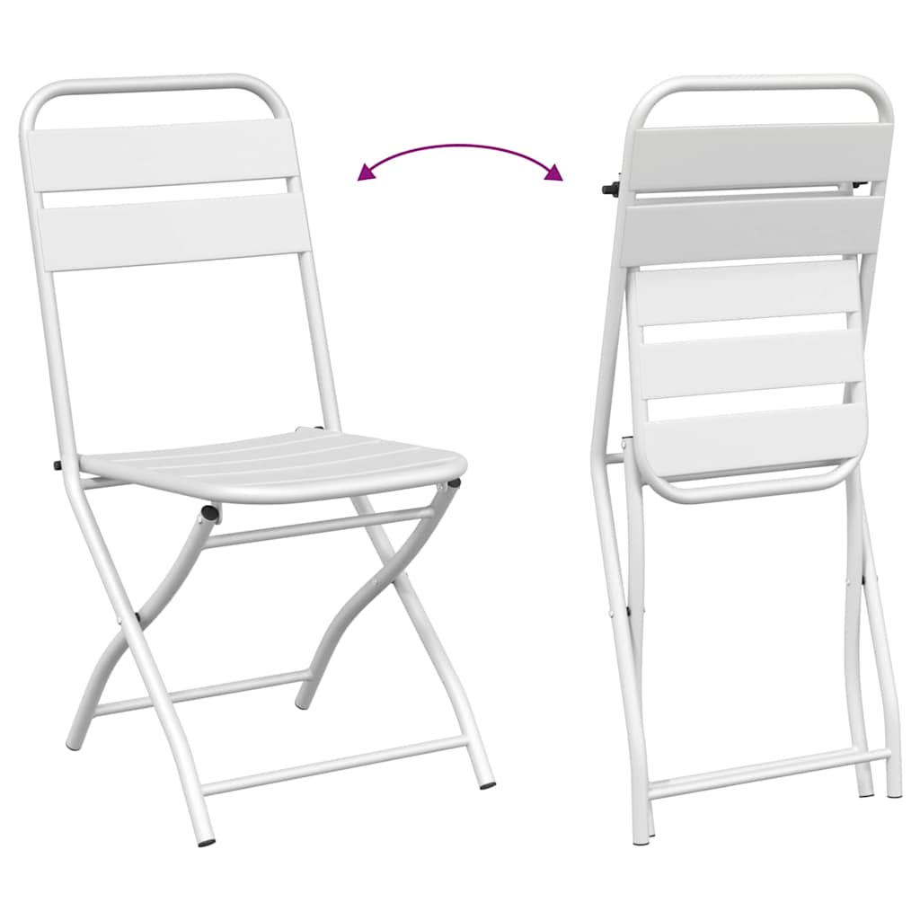 Puutarhan kokoontaitettava tuoli 2 pcs Valkoinen