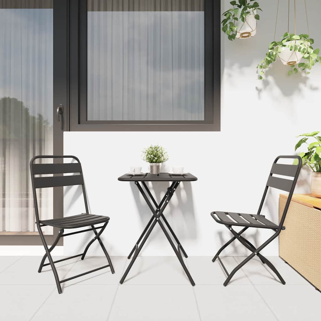 Puutarhan kokoontaitettava tuoli 2 pcs Antrasiitti