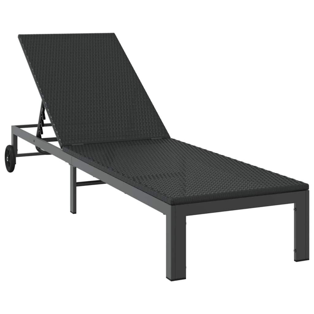 Aurinkotuoli 2-henkilö 3 pcs Musta polyrottinki