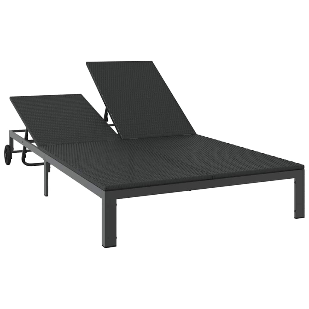 Aurinkotuoli 1-henkilö Musta 206 x 62.5 x 74 cm polyrottinki