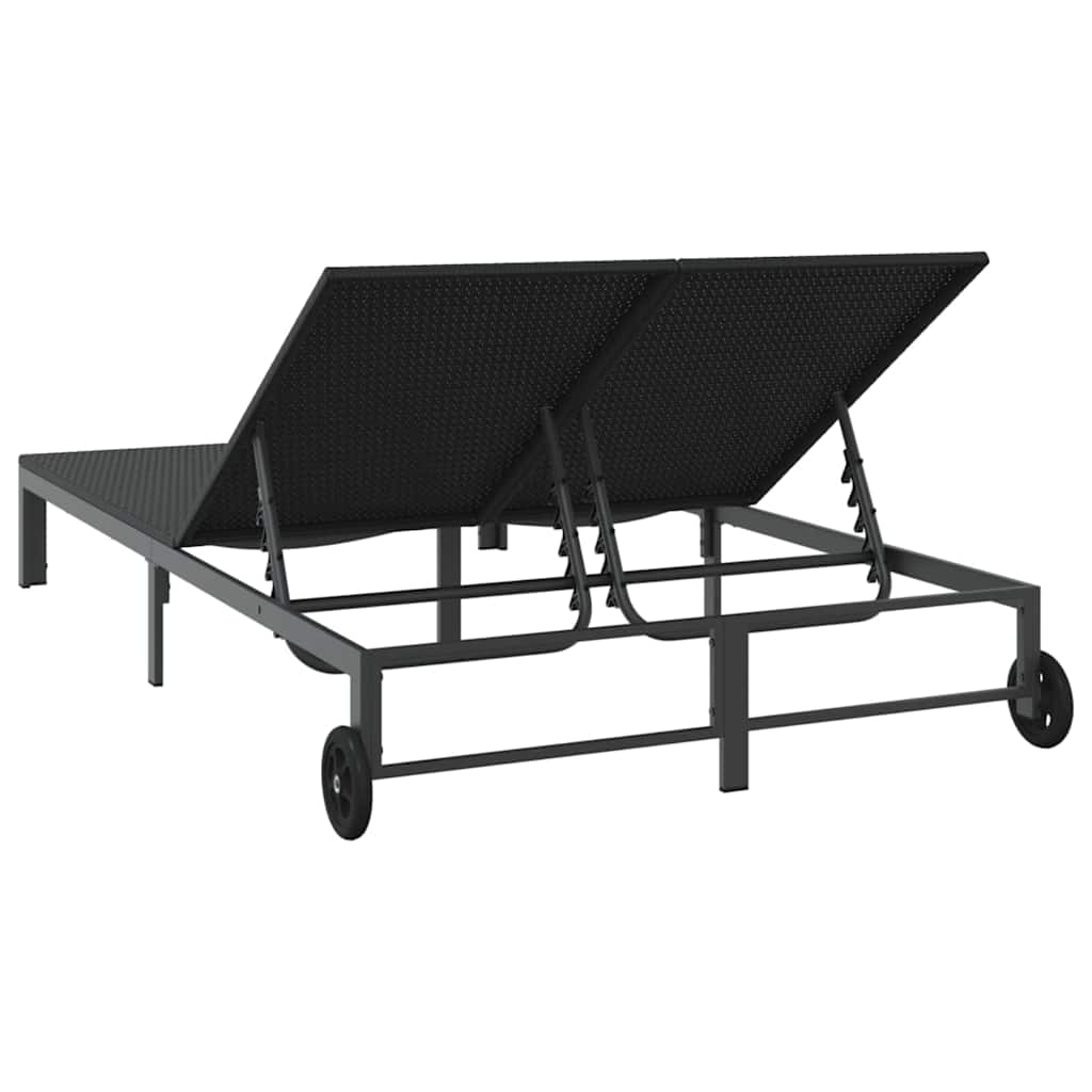 Aurinkotuoli 1-henkilö Musta 206 x 62.5 x 74 cm polyrottinki