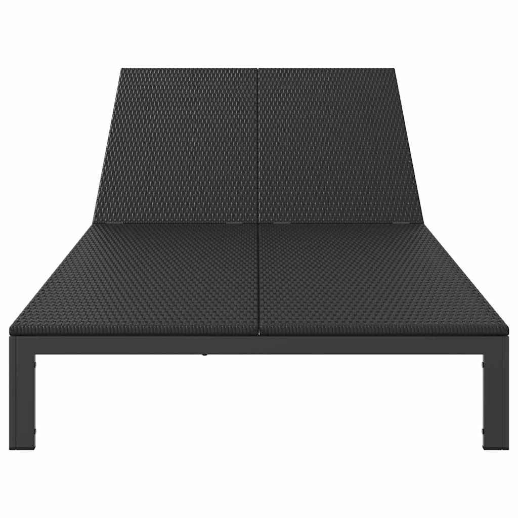 Aurinkotuoli 1-henkilö Musta 206 x 62.5 x 74 cm polyrottinki