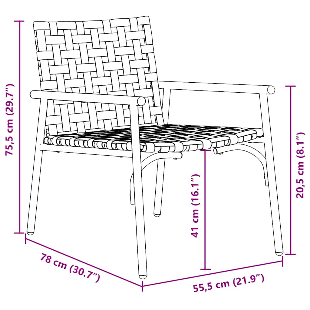 Puutarhan Tuoli 2 pcs Ruskea 78 x 55,5 x 75,5 cm polyrottinki