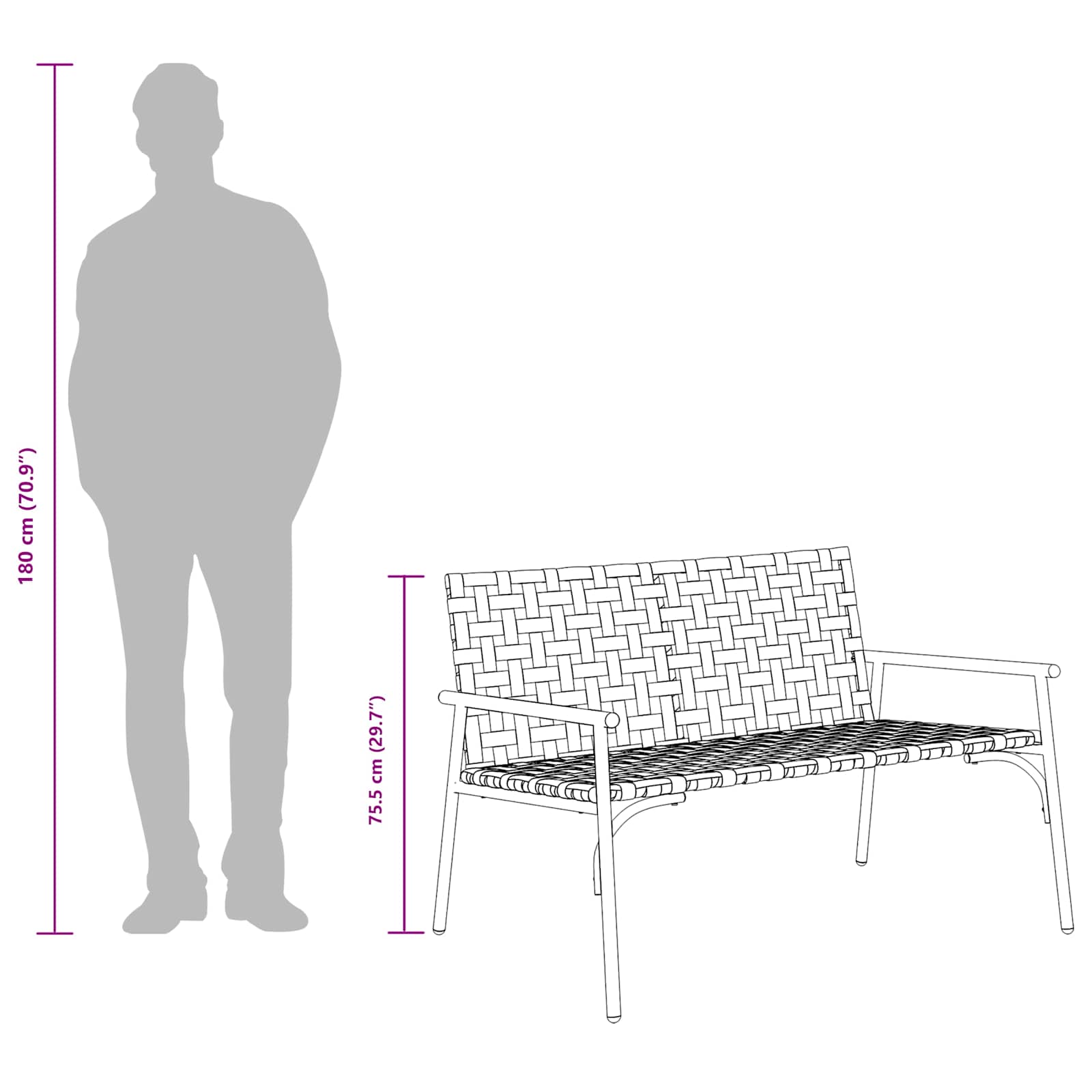 Puutarhan Tuoli Ruskea 110,5 x 79 x 75,5 cm polyrottinki