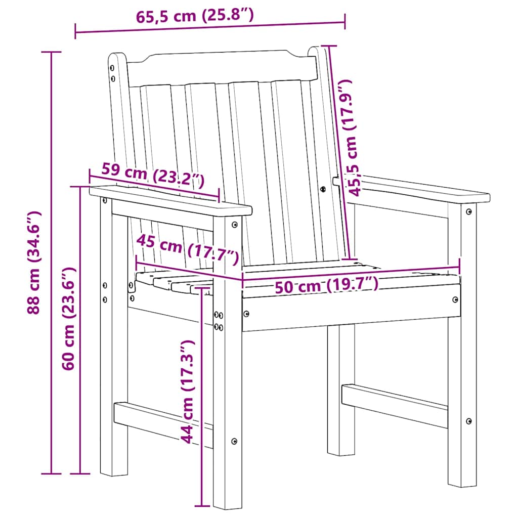 Puutarhan Tuoli 4 pcs Valkoinen 65.5 x 59 x 88 cm Polyeteeni