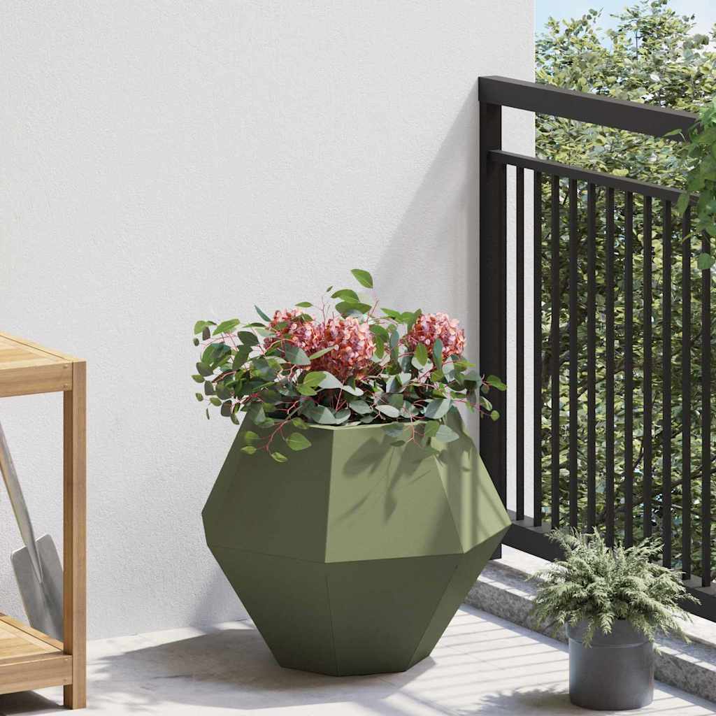 Kukkalaatikko 2 pcs Oliivivihreä 50 x 50 x 40 cm Teräs
