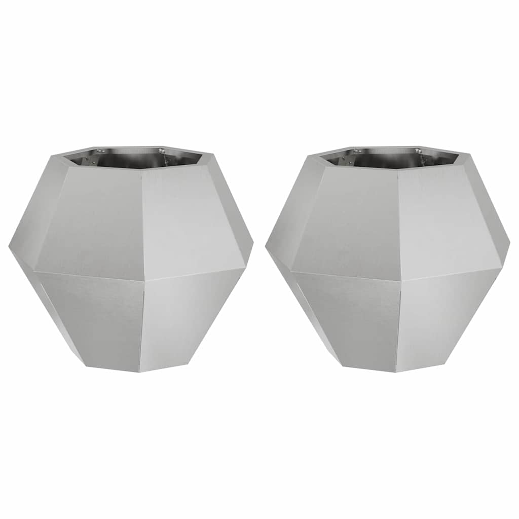 Kukkalaatikko 2 pcs Hopea 50 x 50 x 40 cm Ruostumaton teräs