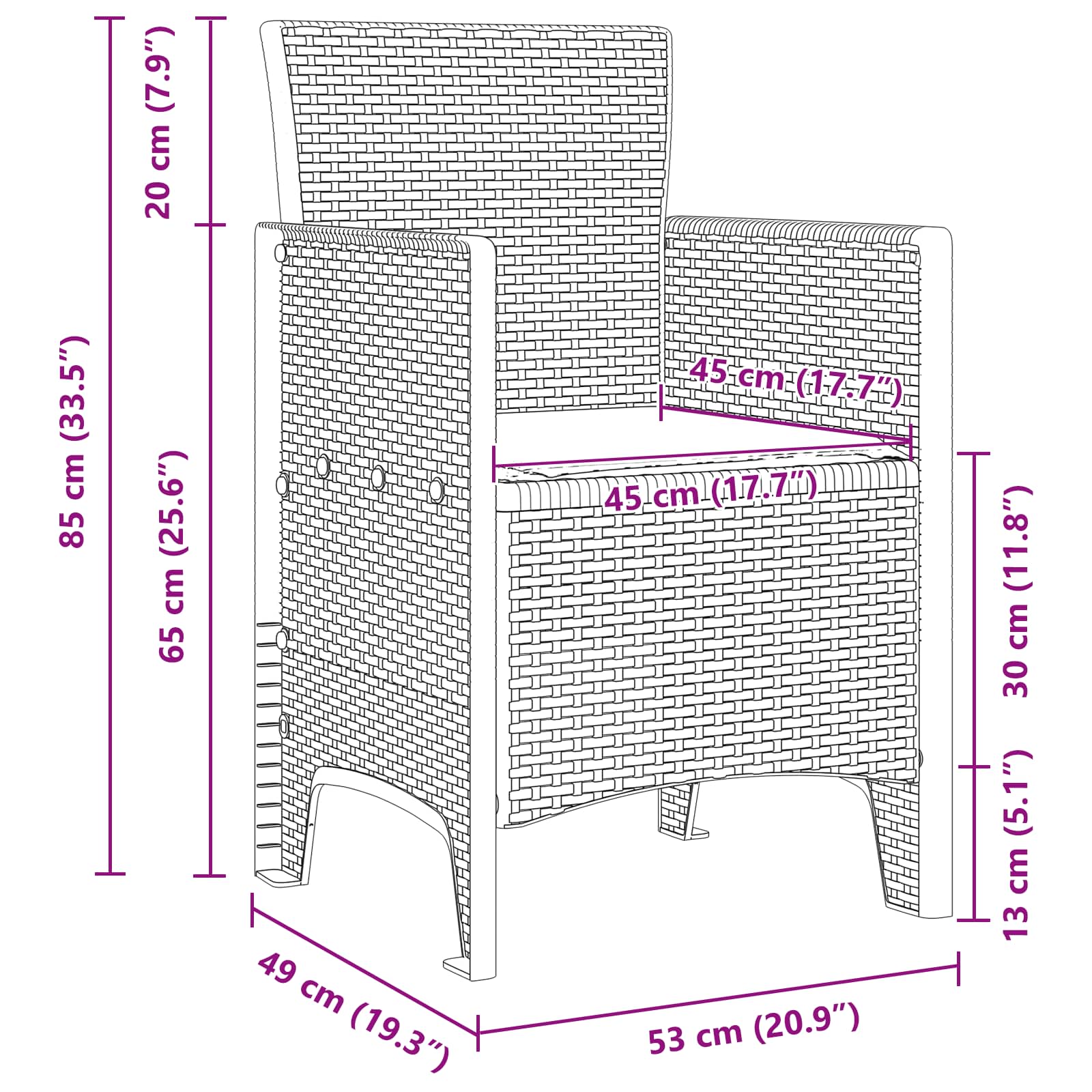 Puutarhan Tuoli 2 pcs Antrasiitti 53 x 49 x 85 cm Polypropeeni