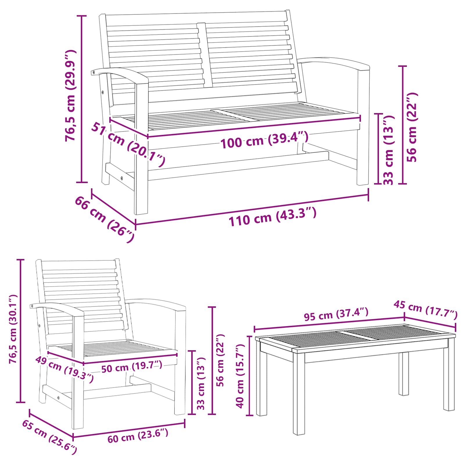 Puutarhasohva Setti 4 pcs Luonnollinen Tiikkipuu