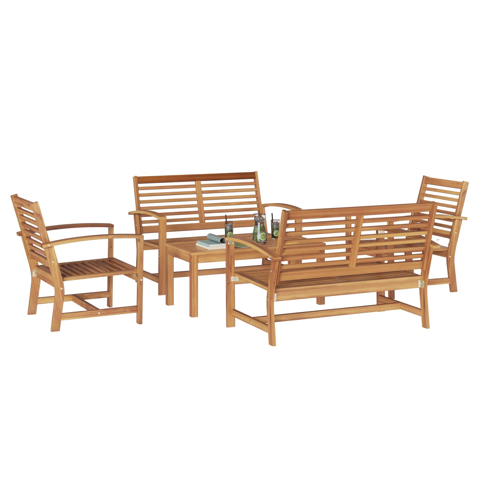 Puutarhasohva Setti 5 pcs Luonnollinen Tiikkipuu