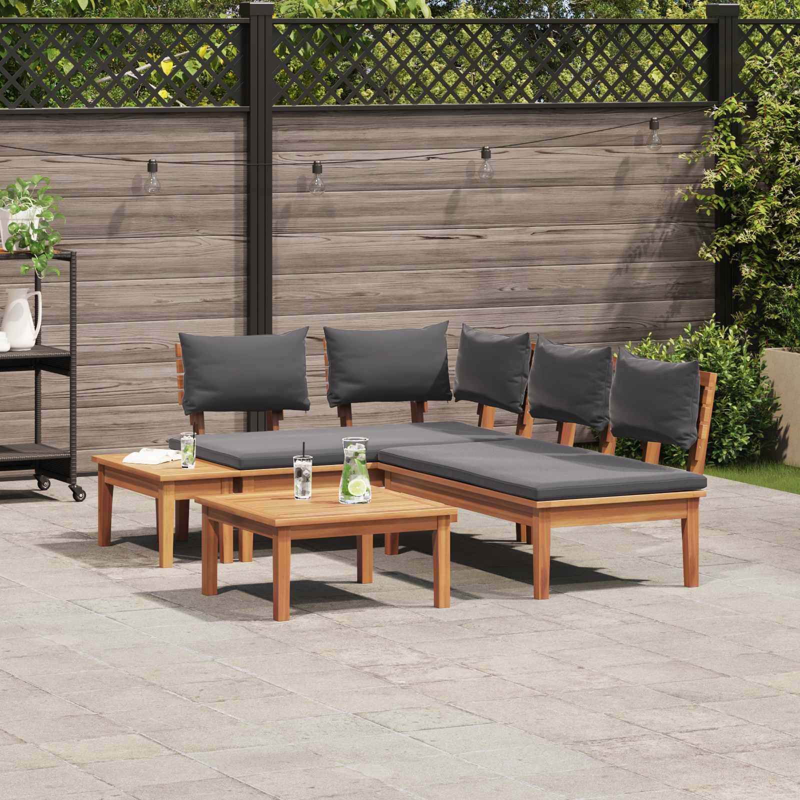 Puutarhasohva Setti 4 pcs Ruskea ja harmaa