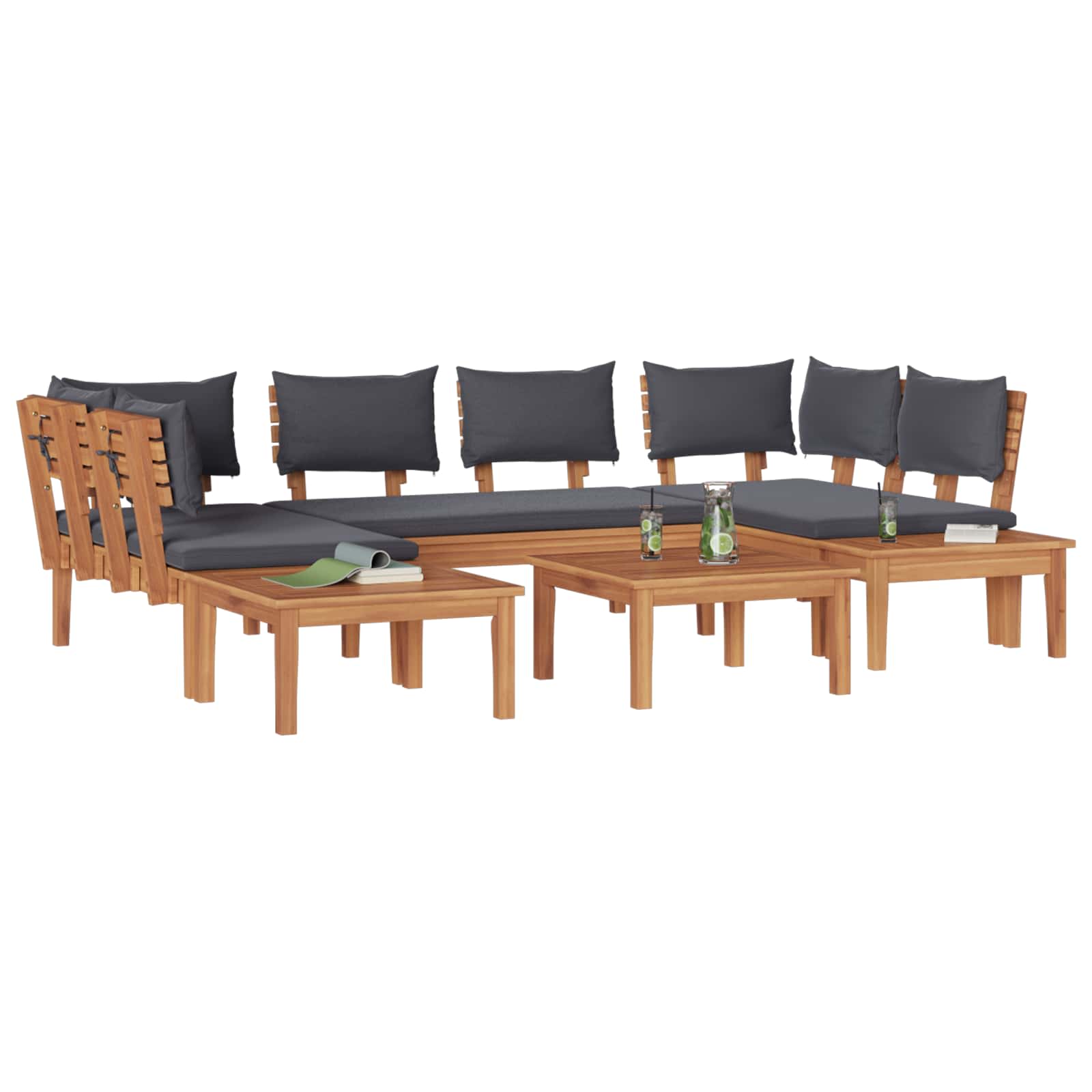 Puutarhasohva Setti 4 pcs Ruskea ja harmaa