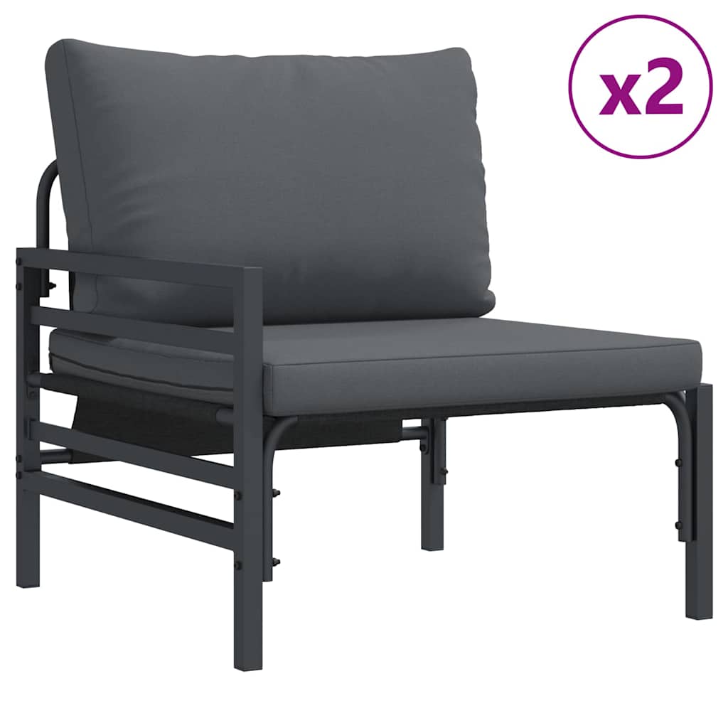 Puutarhasohva Setti tyynyllä 3 pcs Musta Teräs