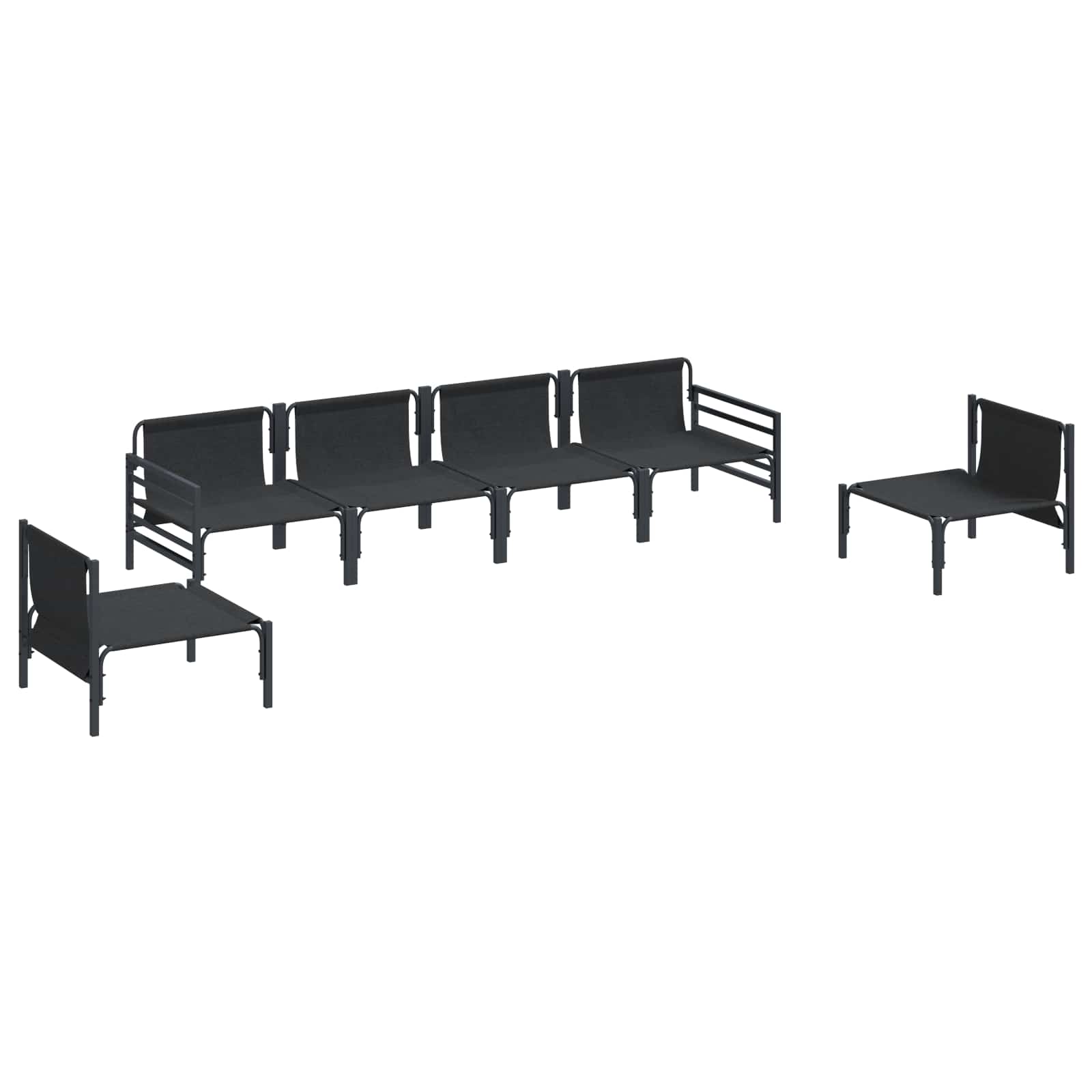 Puutarhasohva Setti tyynyllä 6 pcs Musta Teräs