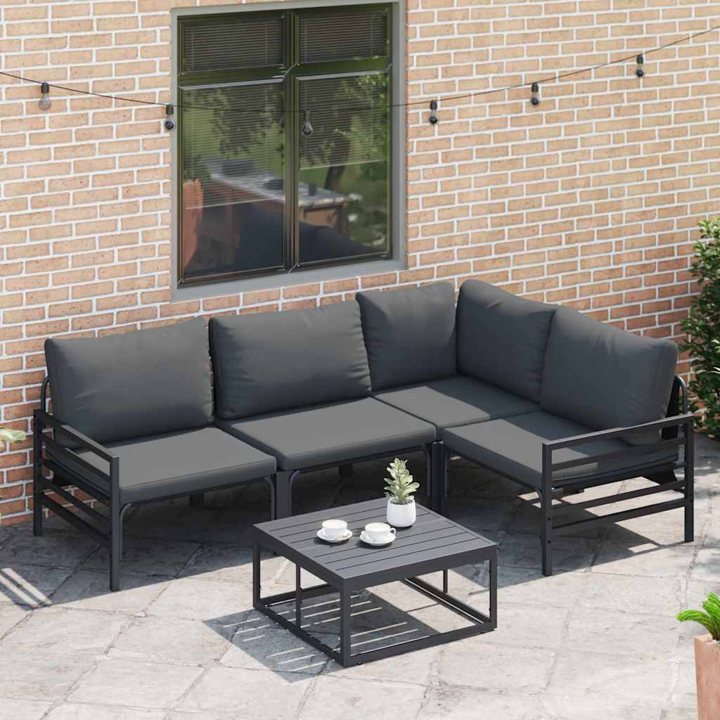 Puutarhasohva Setti tyynyllä 4 pcs Antrasiitti Teräs