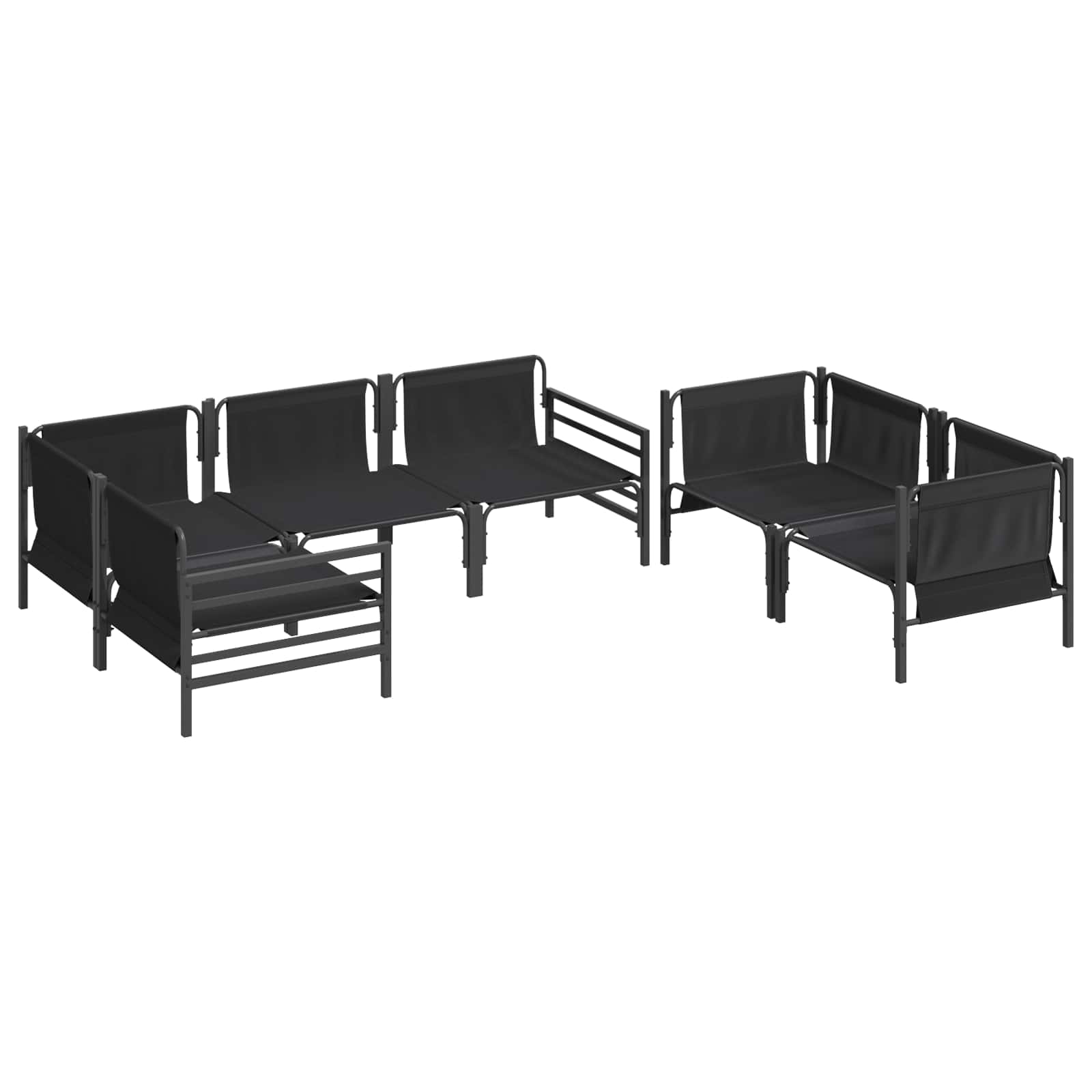 Puutarhasohva Setti tyynyllä 6 pcs Antrasiitti Teräs